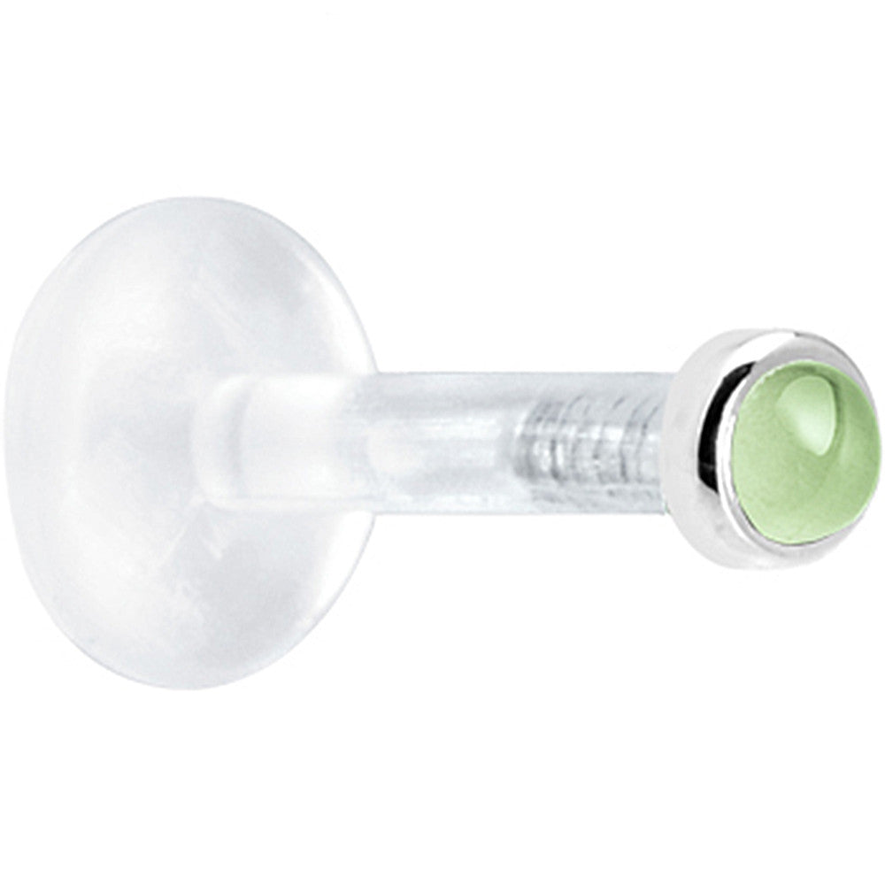 BodyCandy Solid 14K White Gold 2mm Genuine Peridot Bioplast Push in Monroe — detail close-up