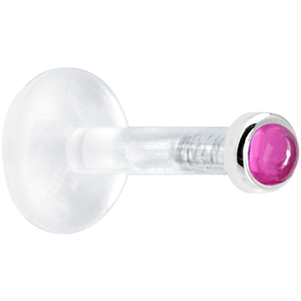 BodyCandy Solid 14K White Gold 2mm Genuine Pink Tourmaline Bioplast Push in Monroe — detail close-up