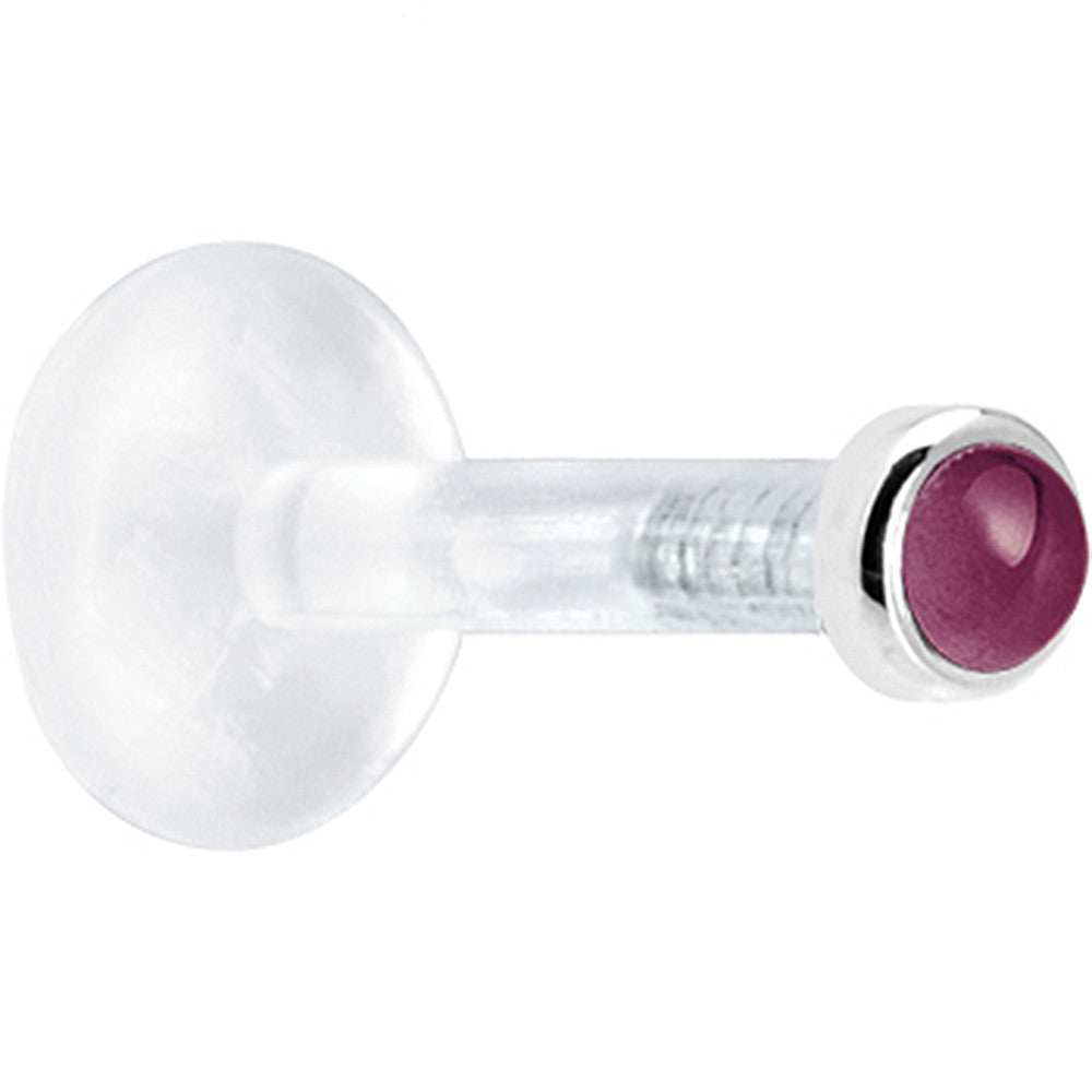 BodyCandy Solid 14K White Gold 2mm Genuine Rhodolite Garnet Bioplast Push in Monroe — detail close-up