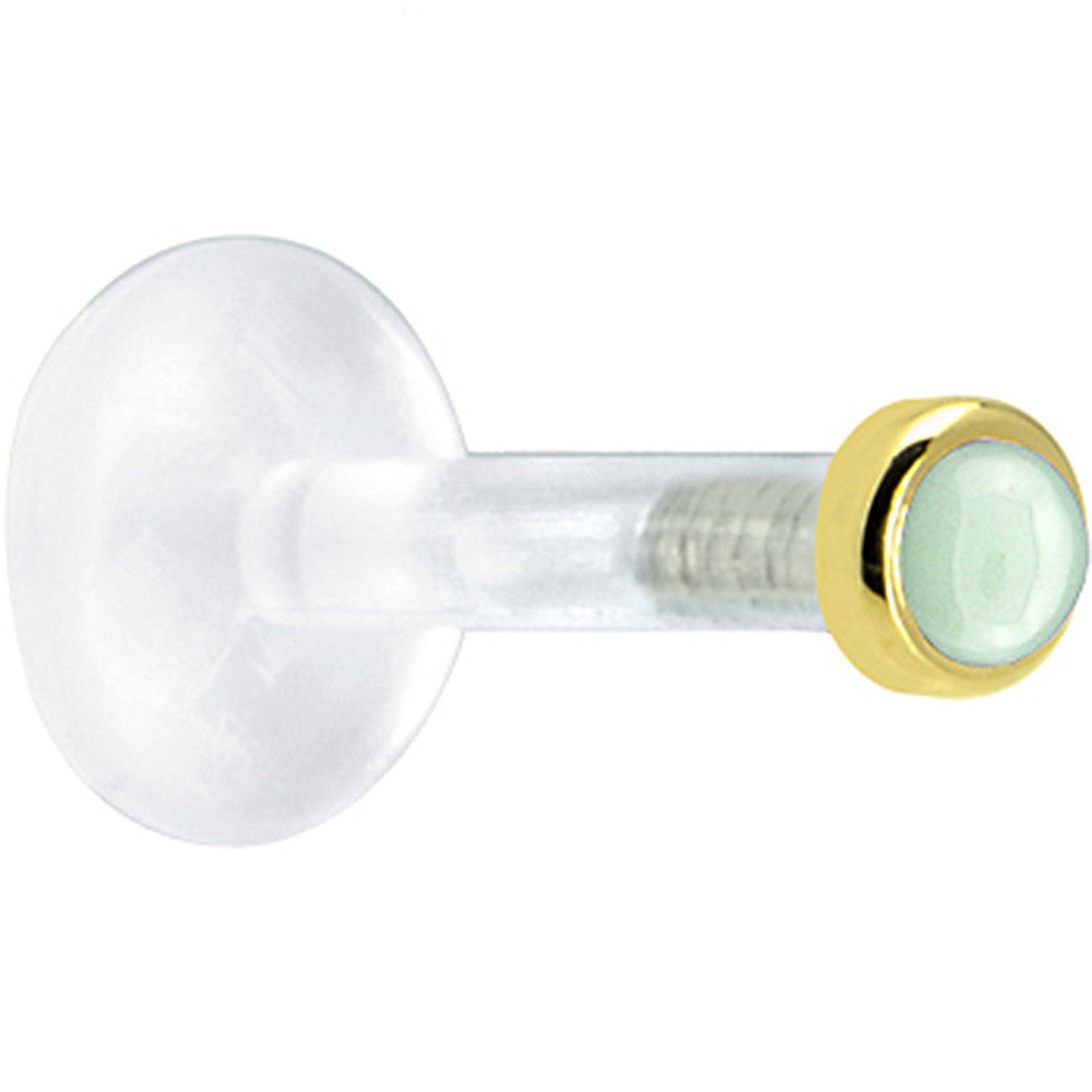 BodyCandy Solid 14K Yellow Gold 2mm Genuine Aventurine Quartz Bioplast Push in Monroe — main product shot