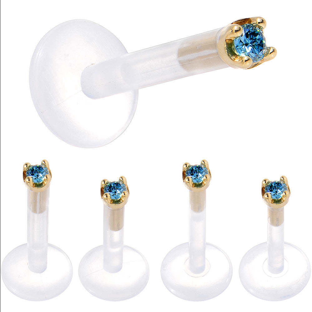 BodyCandy Solid 14K Yellow Gold 1.5mm Genuine Blue Diamond Bioplast Push in Monroe — alternative angle