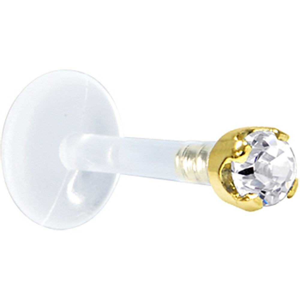 BodyCandy Solid 14K Yellow Gold 1.5mm Genuine Diamond Bioplast Push in Monroe — detail close-up