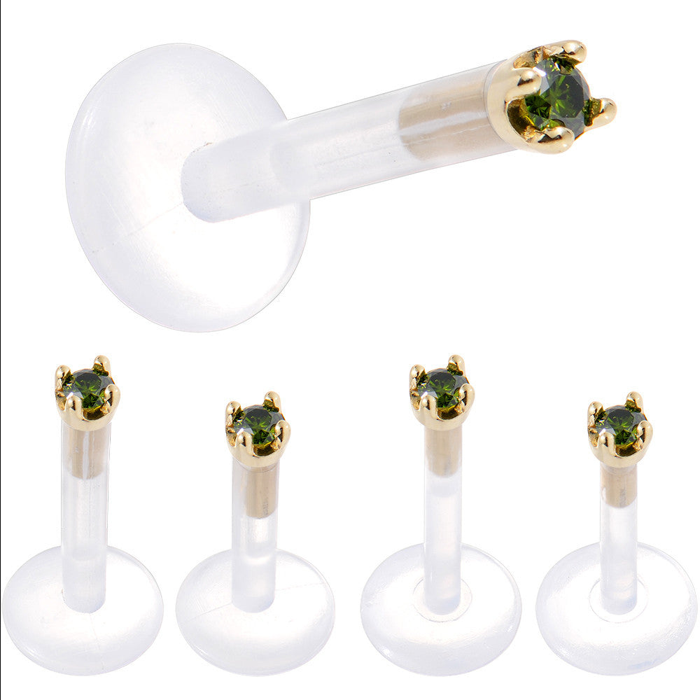 BodyCandy Solid 14K Yellow Gold 1.5mm Genuine Green Diamond Bioplast Push in Monroe — alternative angle