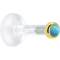 BodyCandy Solid 14K Yellow Gold 2mm Genuine Turquoise Bioplast Push in Monroe — main product shot