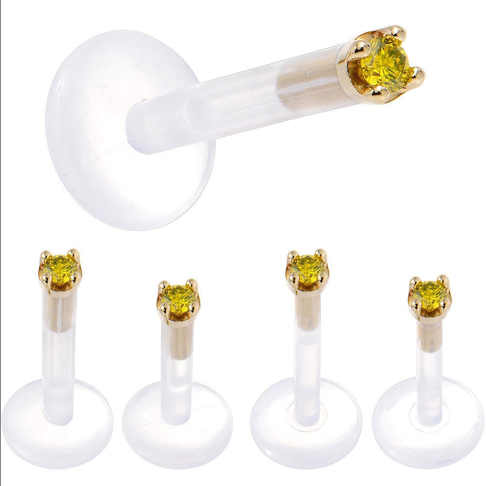 BodyCandy Solid 14K Yellow Gold 1.5mm Genuine Yellow Diamond Bioplast Push in Monroe — alternative angle