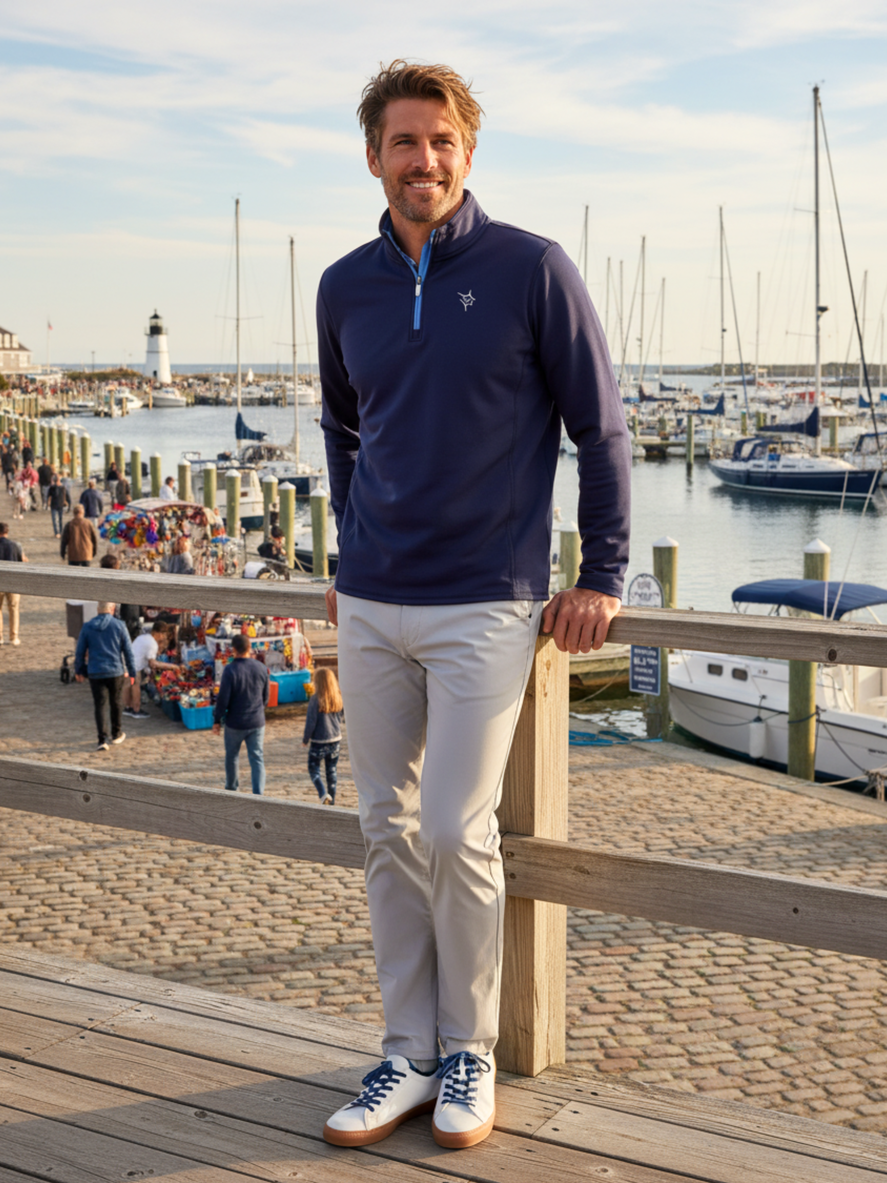 Montauk Quarter Zip Midweight Comfort – White Water Life, view 2