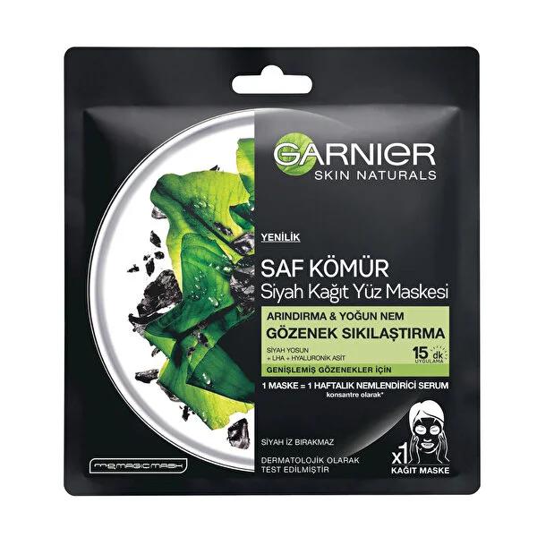 Garnier Charcoal Face Mask with Black Algae Extract and Hyaluronic Acid for Pore Tightening - Moisturizing and Purifying Skincare