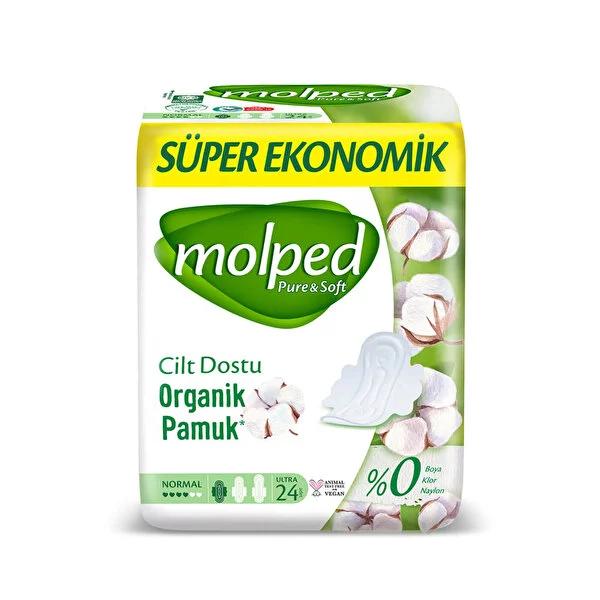 Molped Pure & Soft: 24-Count Ultra Soft Hypoallergenic Menstrual Pads for Sensitive Skin - Chlorine & Nylon Free Feminine Hygiene