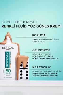 L'Oreal Paris Bright Reveal Tinted Sunscreen Fluid SPF 50 - Dark Spot Corrector, Evens Skin Tone, Medium Tint, Daily Sun Protection
