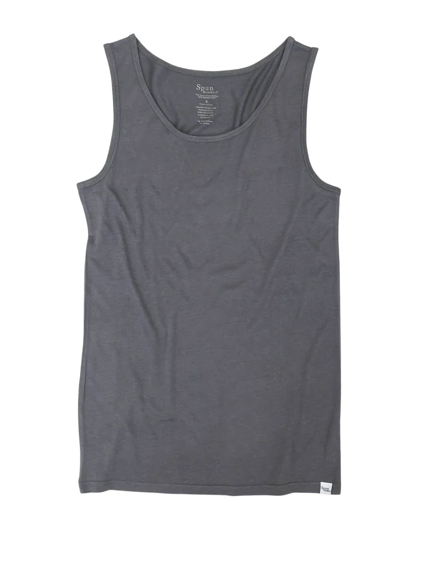 Spun Bamboo Men's Bamboo Underwear Set - Tank Top + Boxers in Charcoal Grey Color — lifestyle context