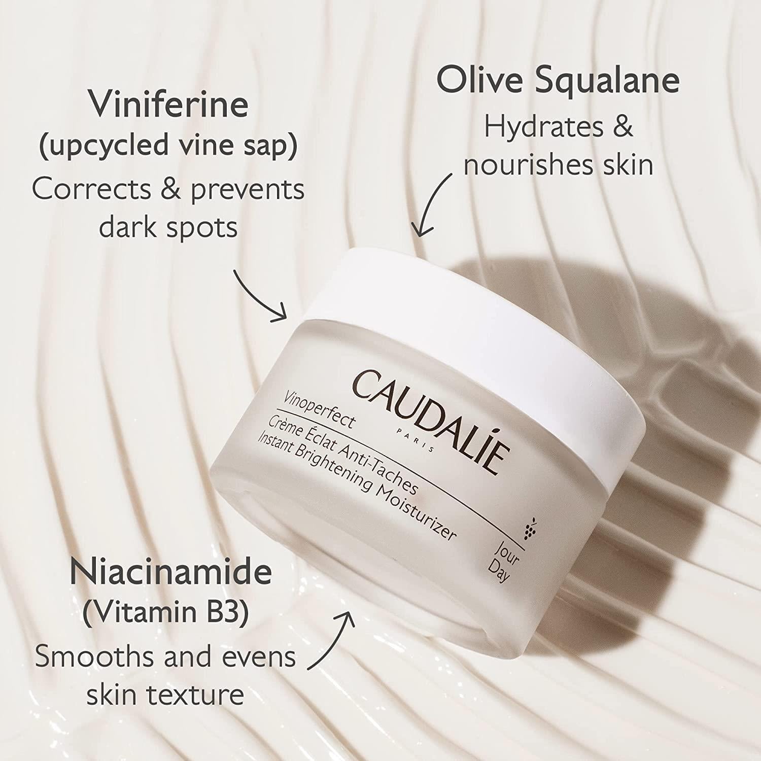 Caudalie Vinoperfect Instant Brightening Moisturizing Day Cream - Dark Spot Corrector, Hydrating Skincare for Uneven Skin Tone