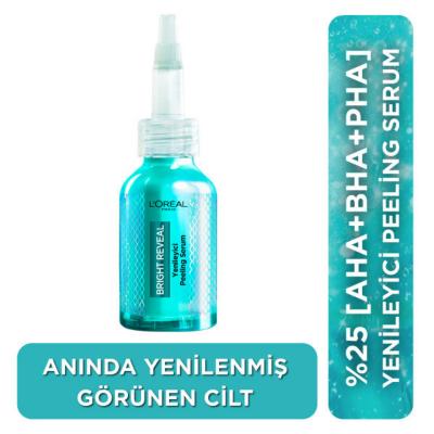 Loreal Paris Bright Reveal Peeling Serum - AHA BHA PHA Exfoliating Skincare for Renewal and Brightening