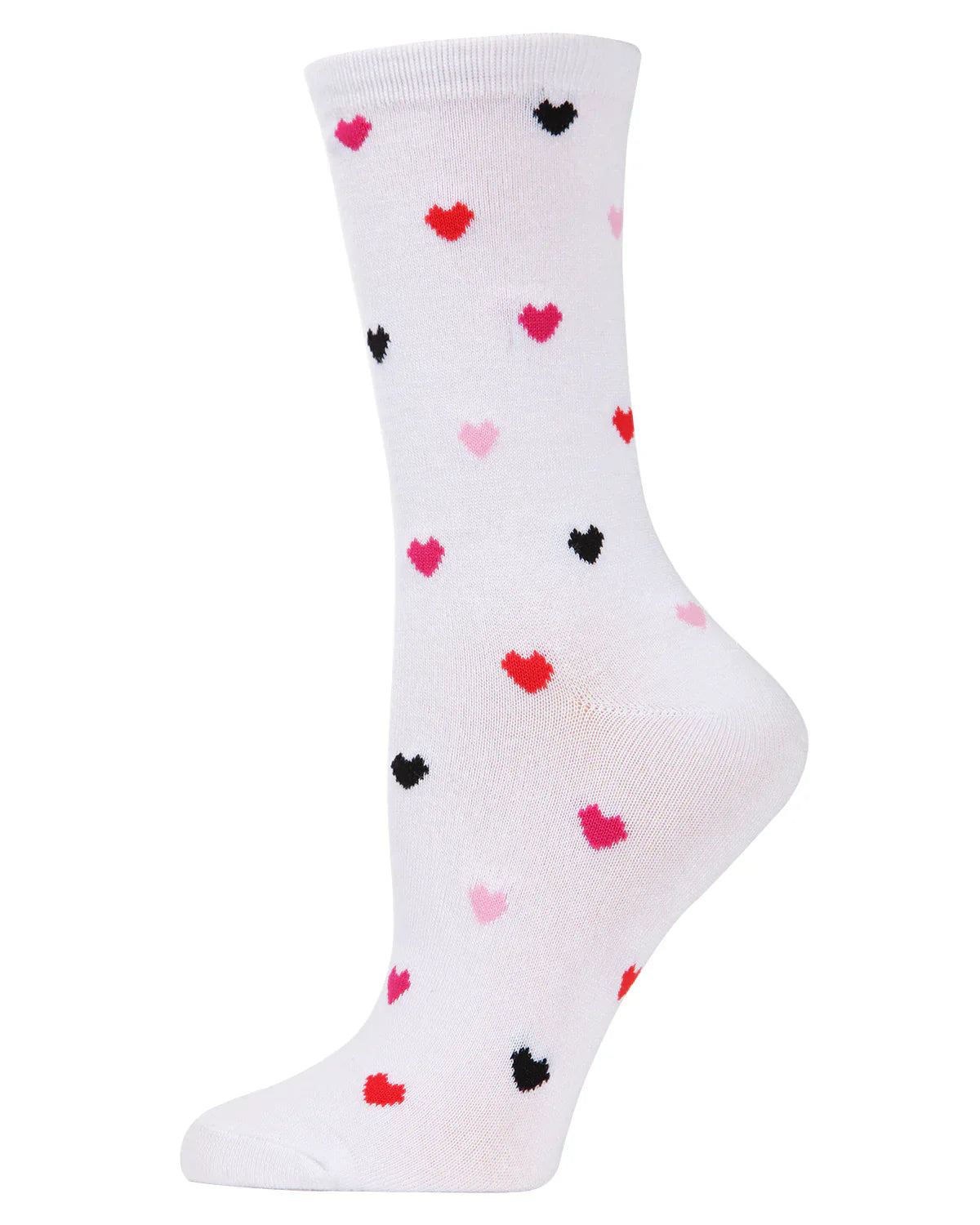 KADOU BOUTIQUE Multi Hearts Bamboo Crew Socks — detail close-up