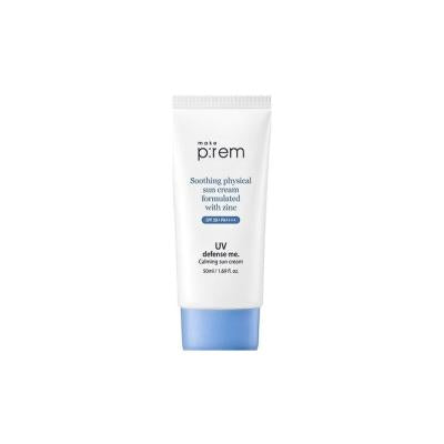 Make Prem UV Defense Me Calming Sun Cream SPF50+ PA++++ - Vegan, Mineral Sunscreen Cream for Sensitive Skin