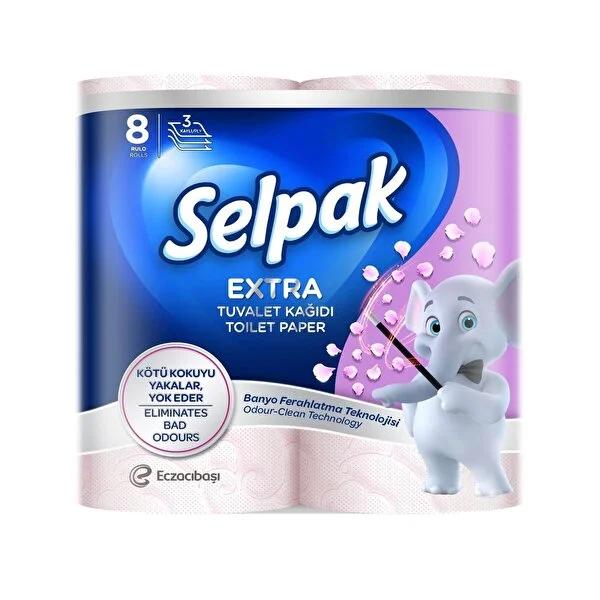 Selpak Extra Bathroom Refreshing Toilet Paper, Soft & Gentle 8-Pack - Bathroom Hygiene Essentials