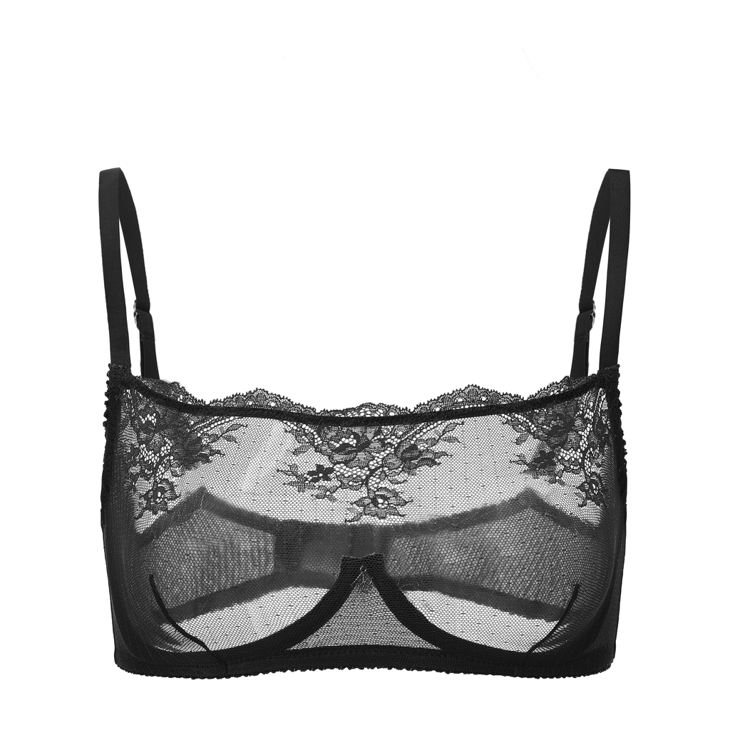 Amour d'Agnette Kim High-Neck Sheer Lace Underwire Bra — compared to embroidered version