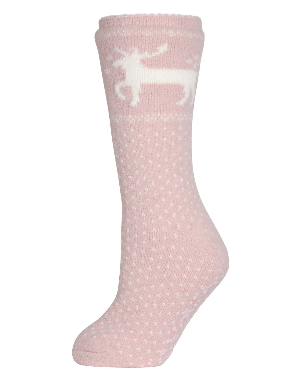 KADOU BOUTIQUE Women's Pretty Prancer Polka Dot Plush Lined Slipper Socks — main product shot