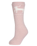 KADOU BOUTIQUE Women's Pretty Prancer Polka Dot Plush Lined Slipper Socks — main product shot