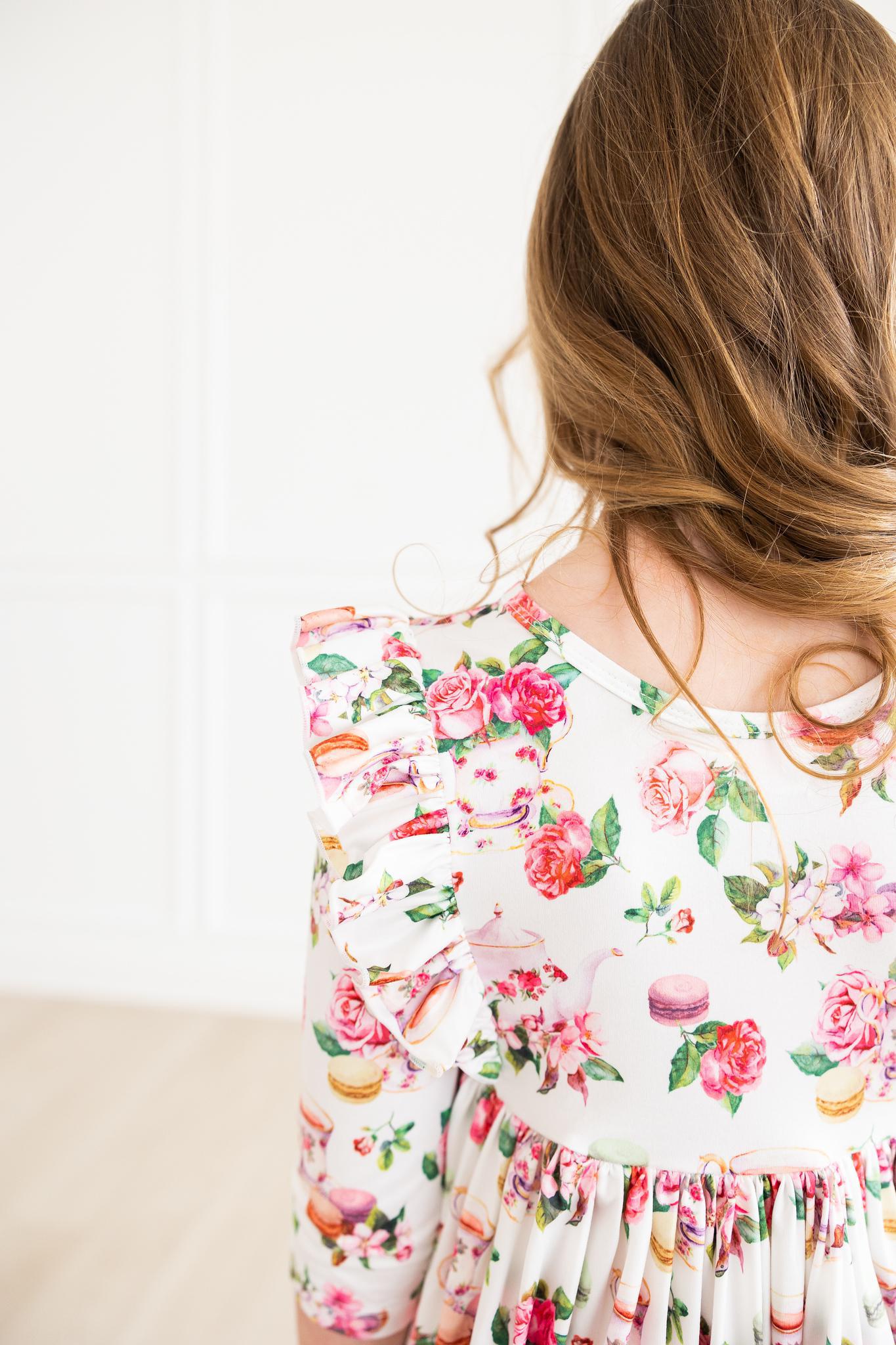 Mila & Rose ® SALE Macarons & Tea Ruffle Twirl Dress — side view
