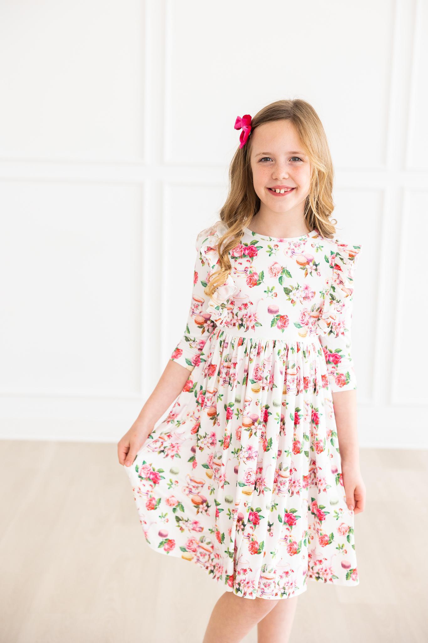 Mila & Rose ® SALE Macarons & Tea Ruffle Twirl Dress — back view