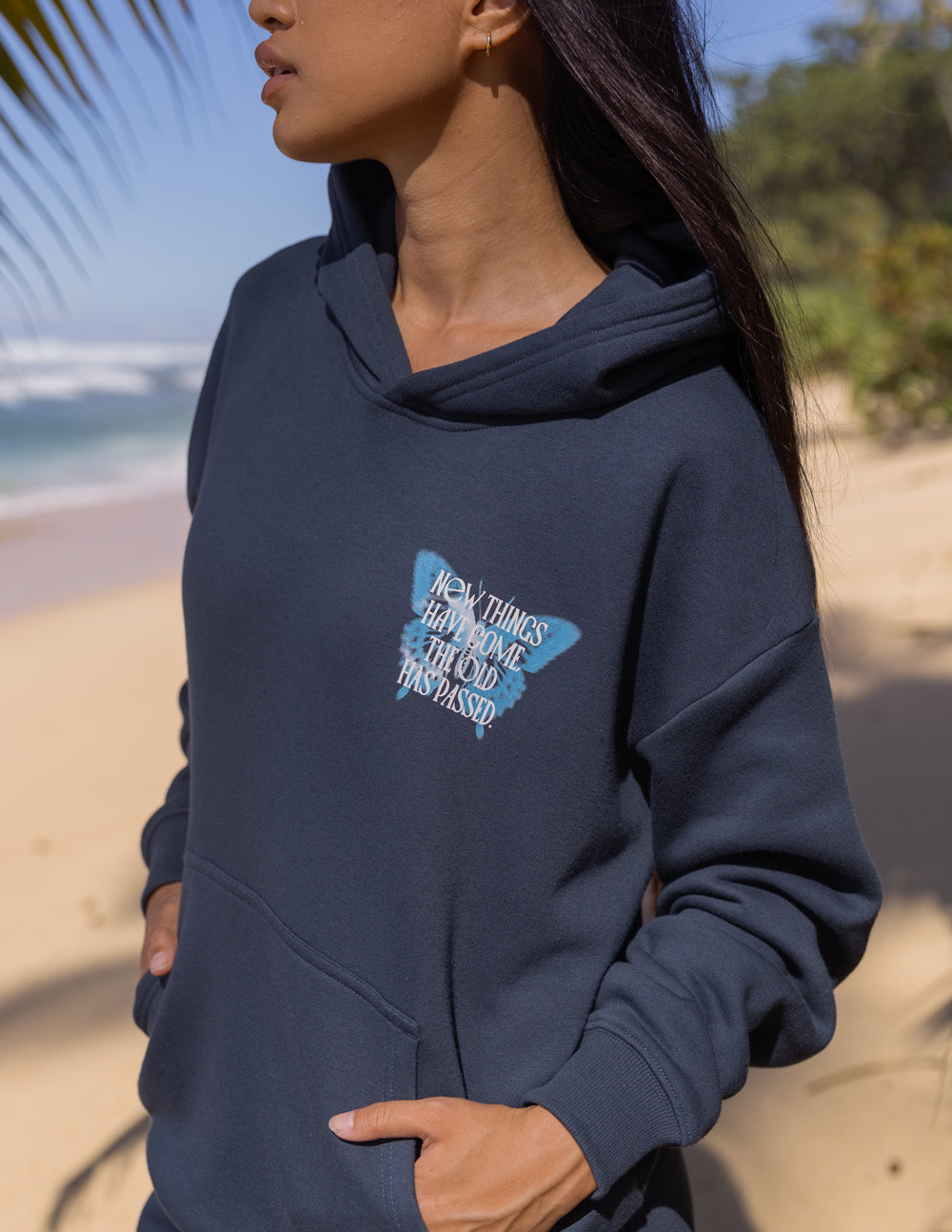 Elevated Faith Made New Butterfly Unisex Hoodie — side view
