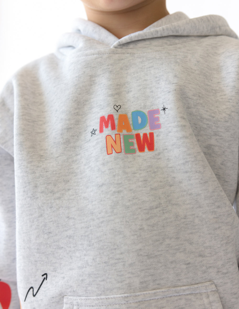 Elevated Faith Made New Kids Hoodie — detail close-up