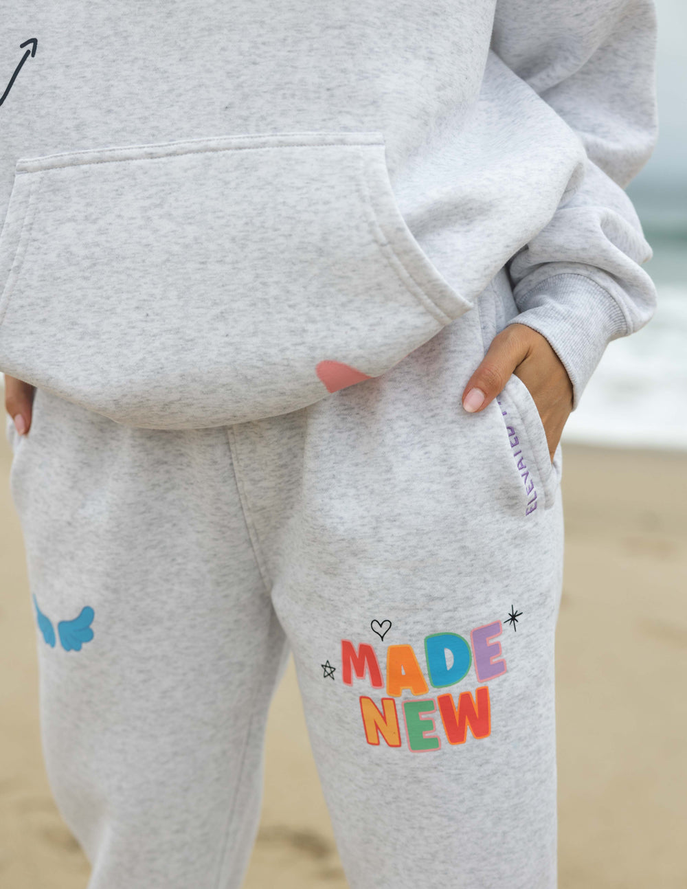 Elevated Faith Made New Unisex Sweatpant — Elevated Faith branding close-up