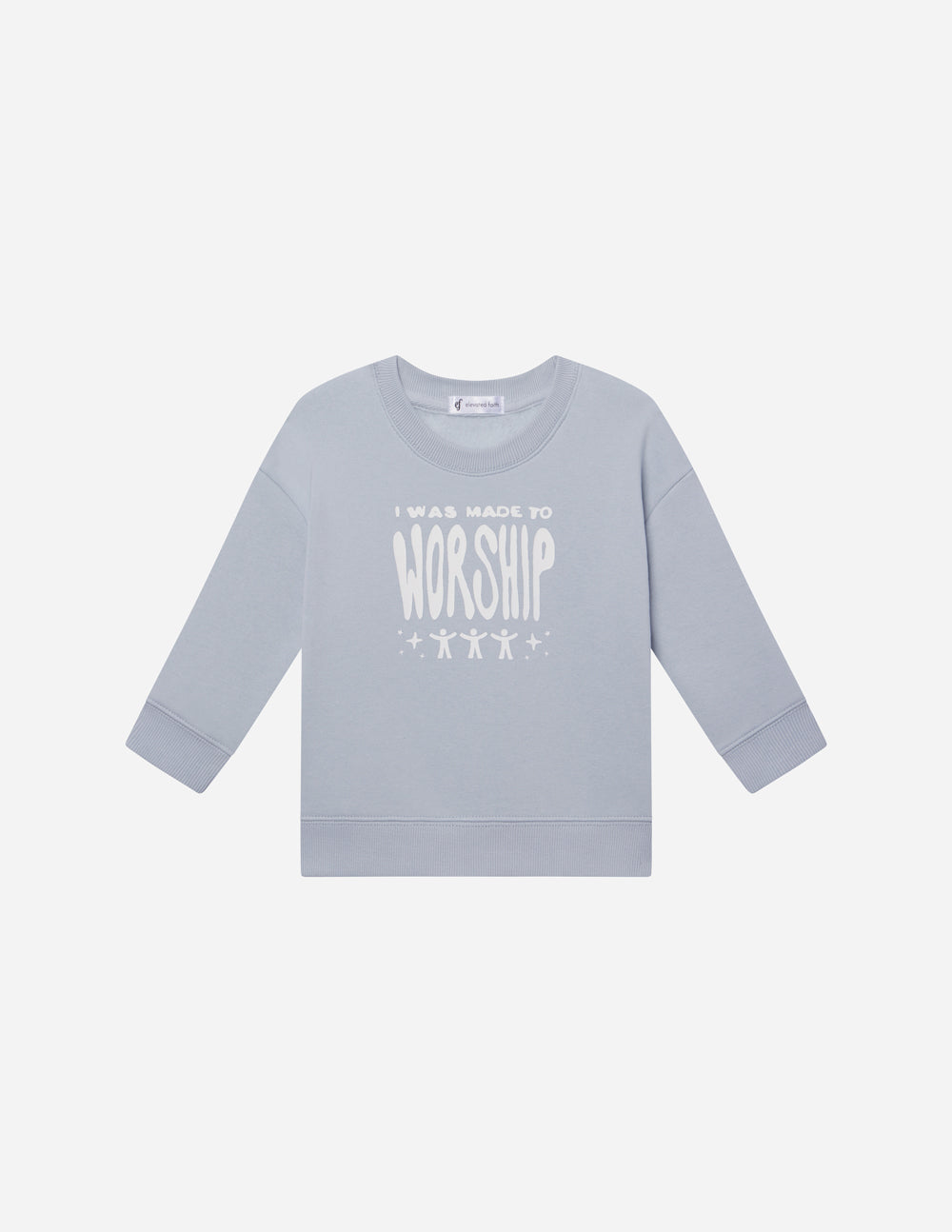Elevated Faith Made To Worship Kids Crewneck — in-use photo