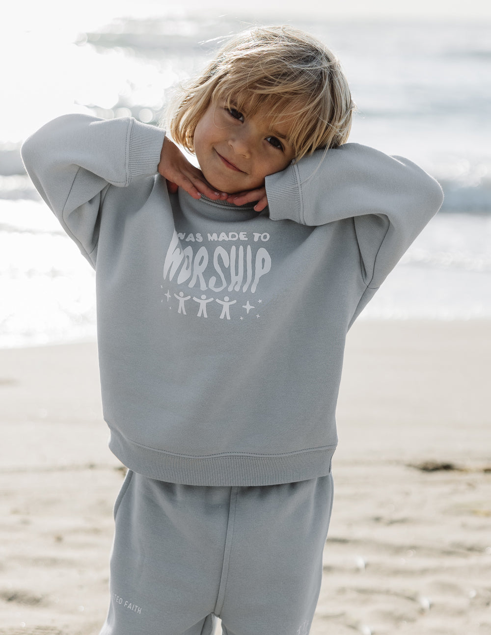 Elevated Faith Made To Worship Kids Crewneck — side view