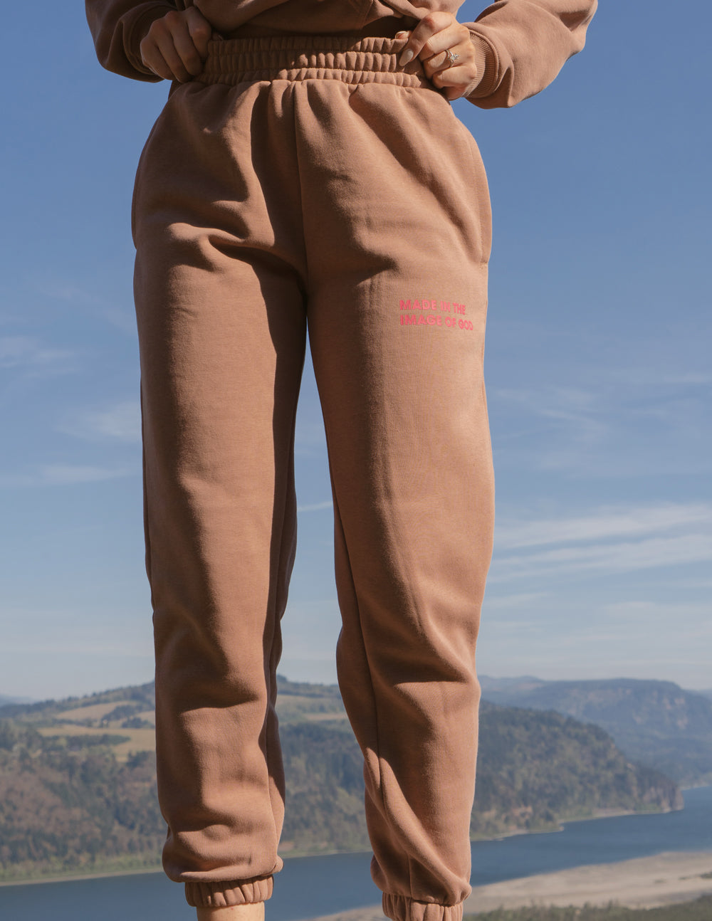 Elevated Faith Made in the Image of God Brown Unisex Sweatpant — lifestyle context