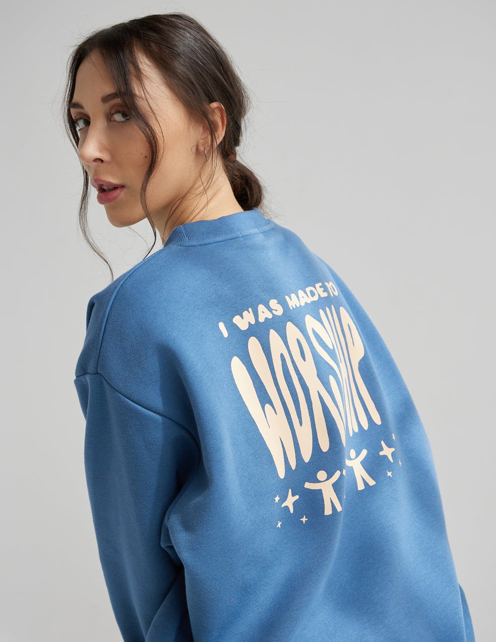 Elevated Faith Made to Worship Unisex Crewneck — side view