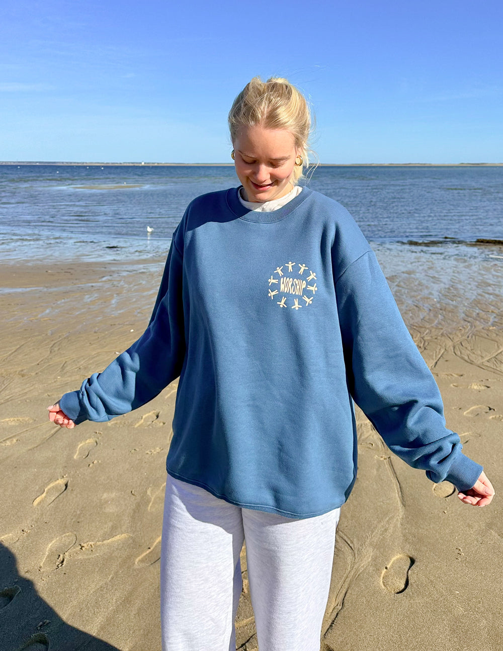 Elevated Faith Made to Worship Unisex Crewneck — size reference