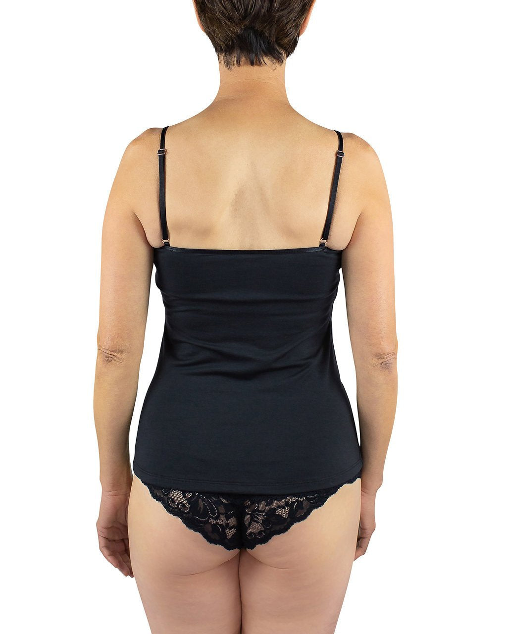 Everviolet Maia Sustainable Jersey Cami, Black — side view