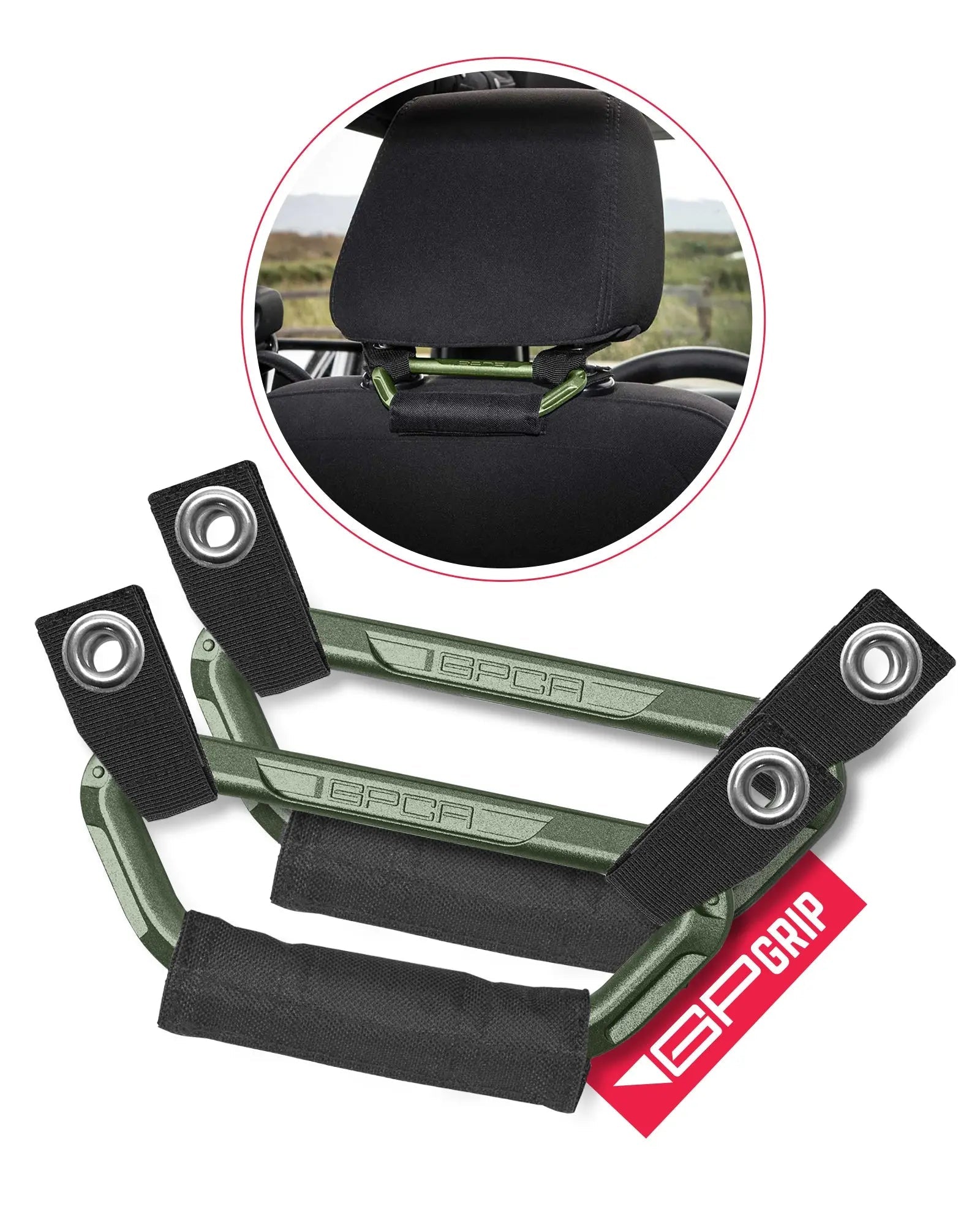 GPCA GP Back Grip PRO — Rear Headrest Handles for All Cars & Trucks — size reference