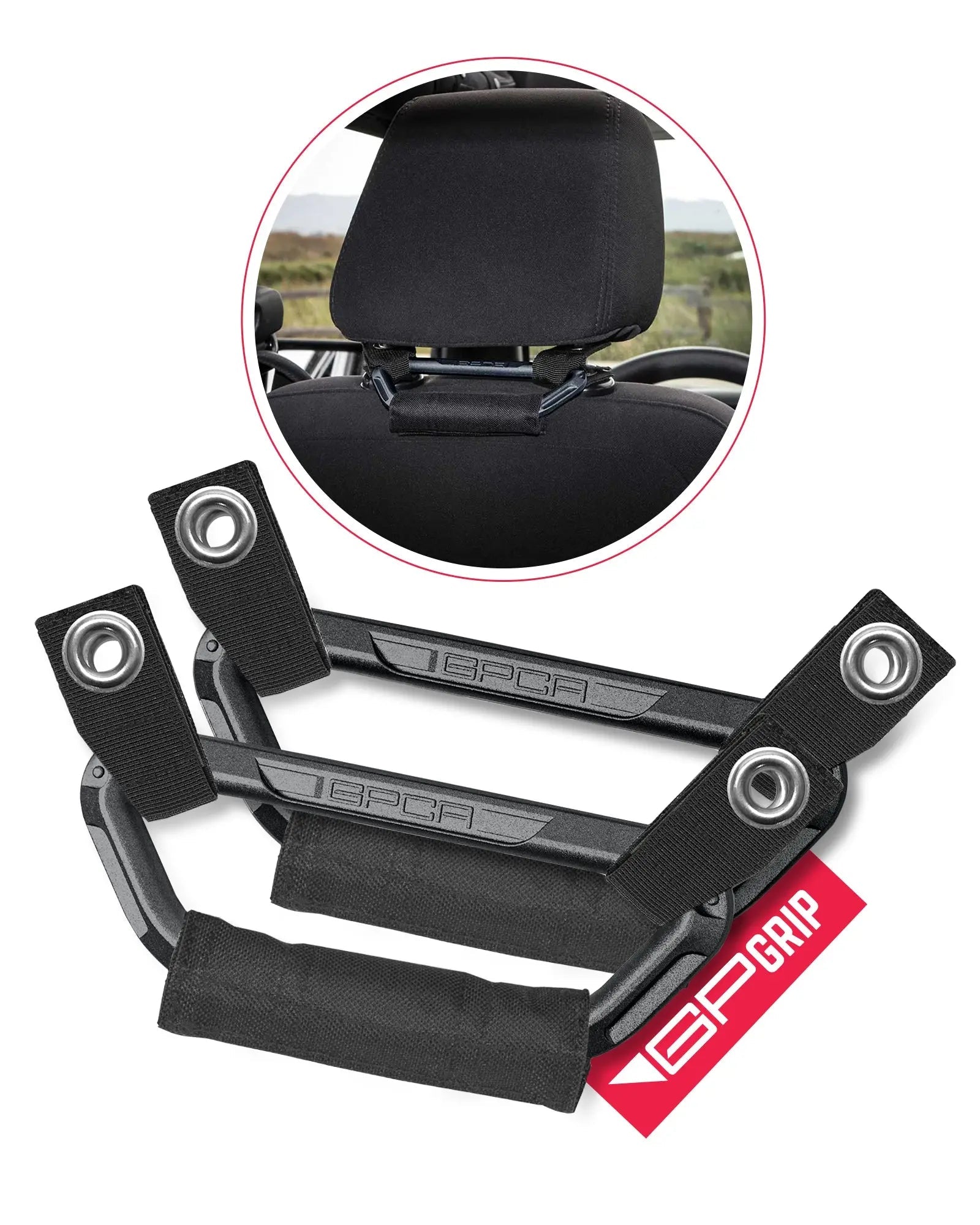 GPCA GP Back Grip PRO — Rear Headrest Handles for All Cars & Trucks — main product shot