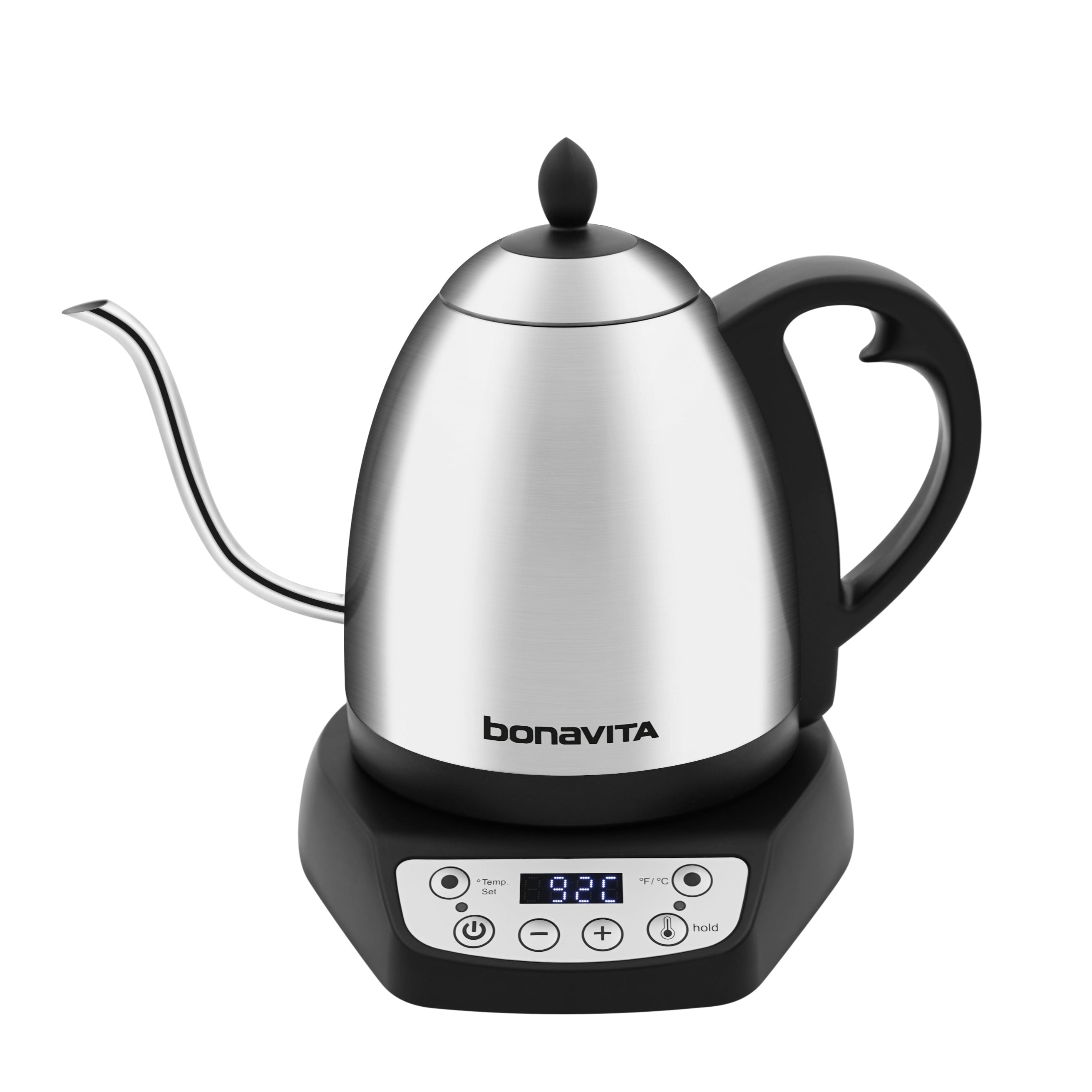 Bonavita Classic 1.0L Gooseneck Precision Temperature Electric Kettle| Coffee Brew and Tea, 1200 Watt, LED Panel, Stainless S