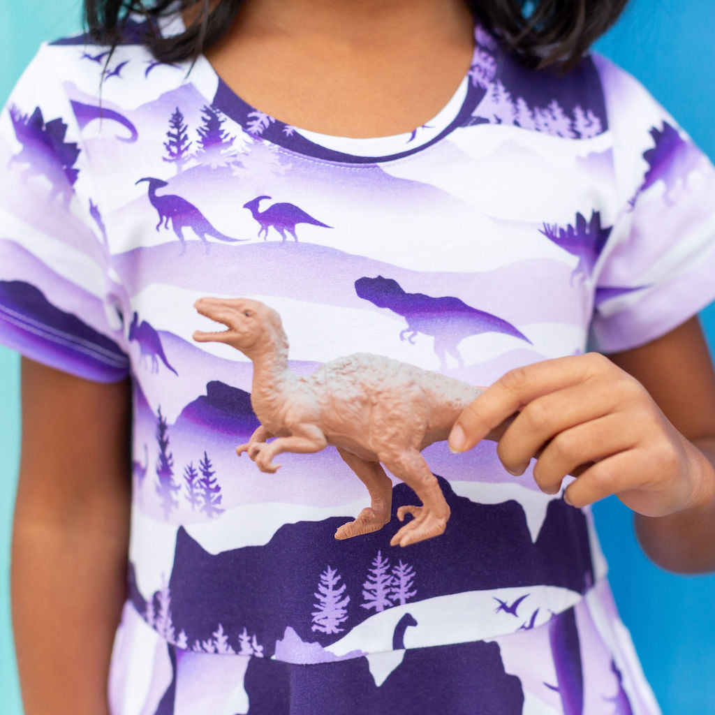 Princess Awesome & Boy Wonder "Dinoscape" Dinosaur Wilderness Super Twirler Dress with Pockets — construction detail