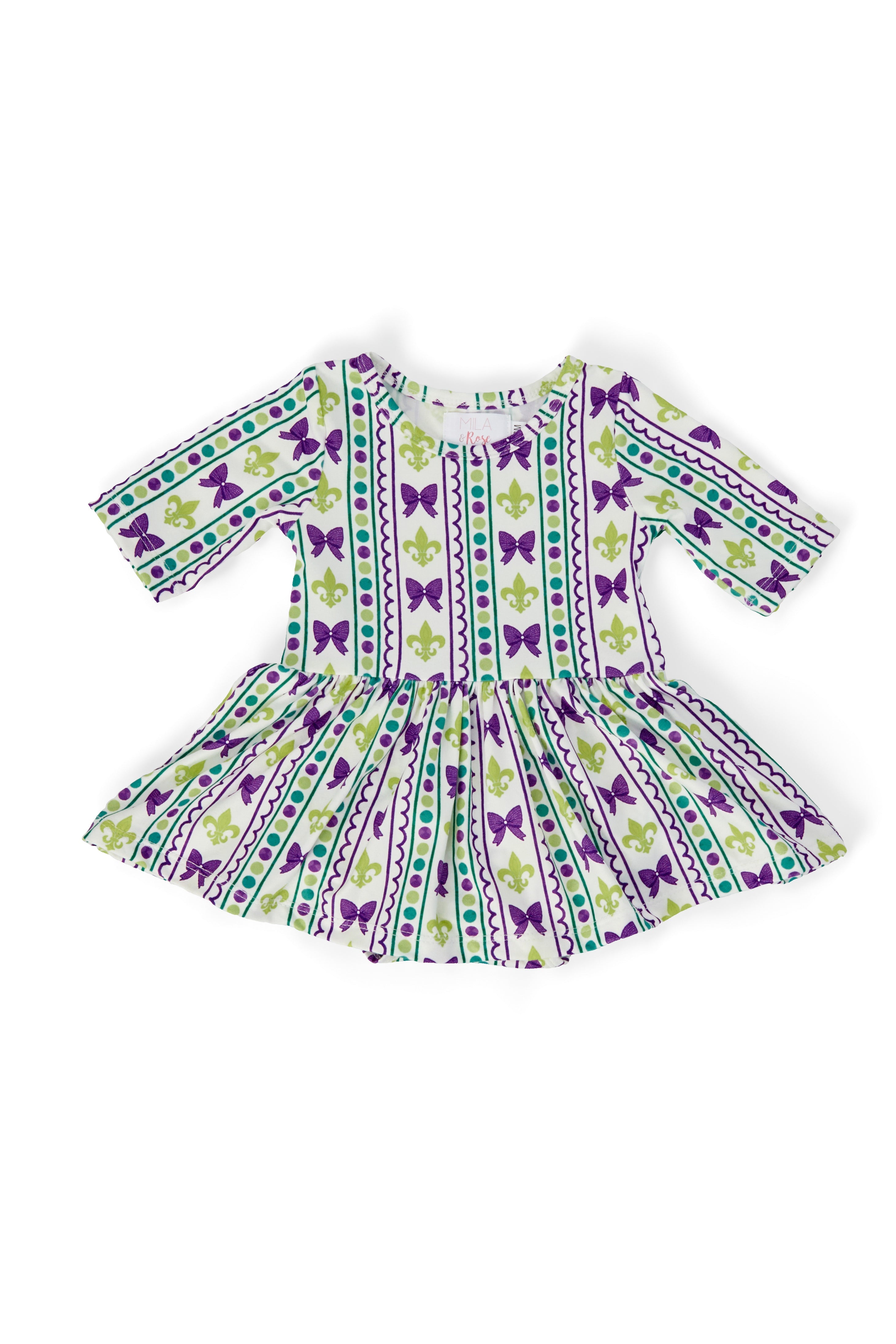 Mila & Rose ® Mardi Gras 3/4 Sleeve Twirl Bodysuit — main product shot