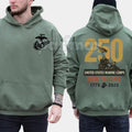 Pasimax Marines 250th Birthday Hoodie – USMC 250 Year Anniversary Commemorative Pullover, Veteran & Active Duty Gear, Unisex 