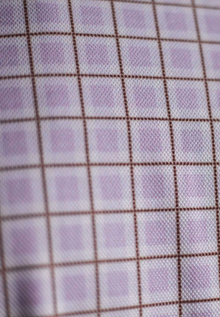 Buki Matt Plaid Long Sleeve Tech Shirt — detail close-up