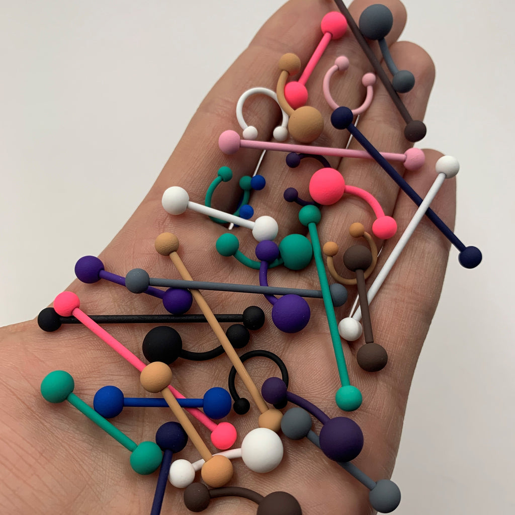 BodyCandy Perfectly Purple Matte Barbell Tongue Ring — lifestyle context