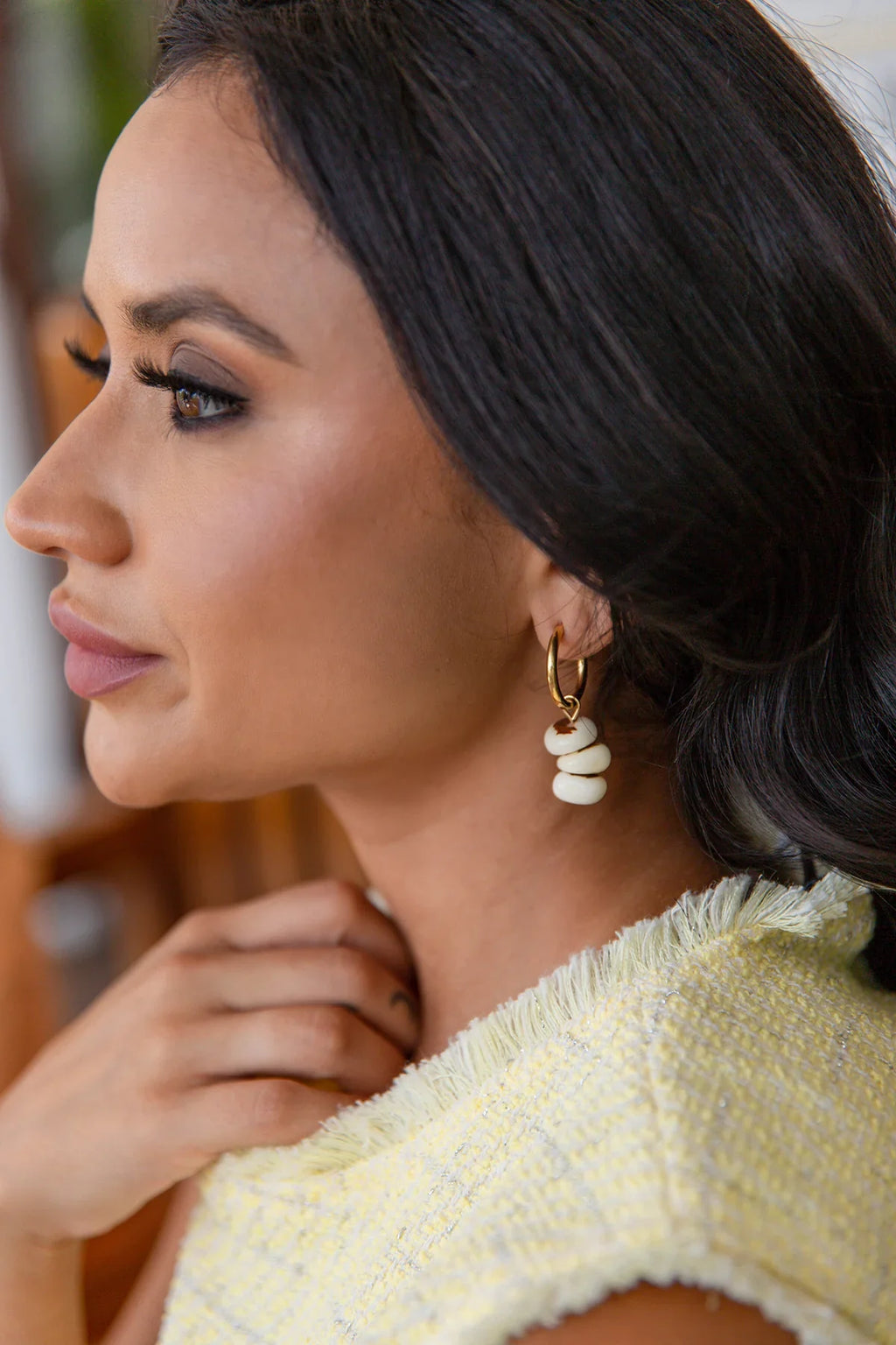 KADOU BOUTIQUE Tagua Maui Earrings — detail close-up