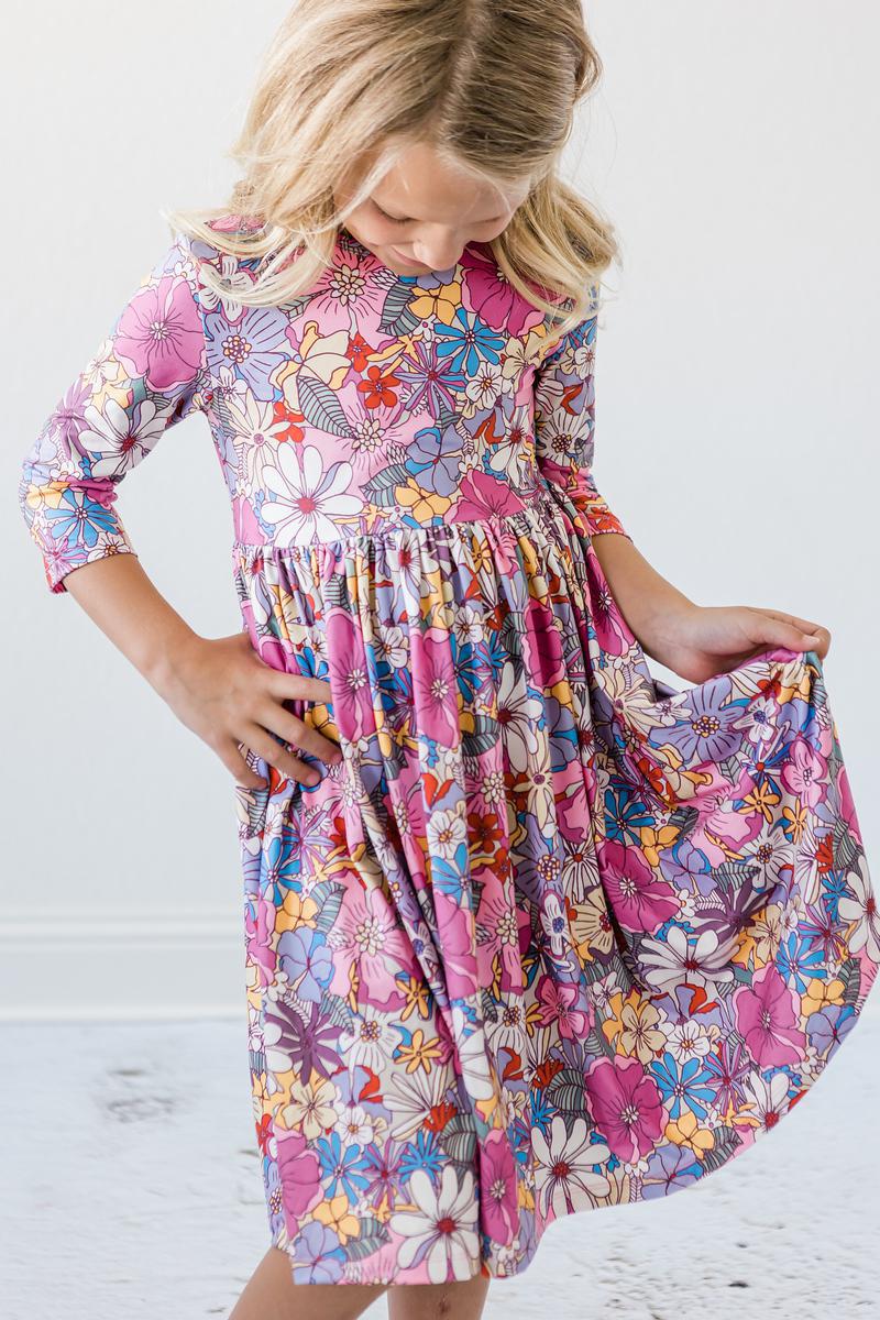 Mila & Rose ® Mauve What's Up Buttercup 3/4 Sleeve Pocket Twirl Dress — alternative angle