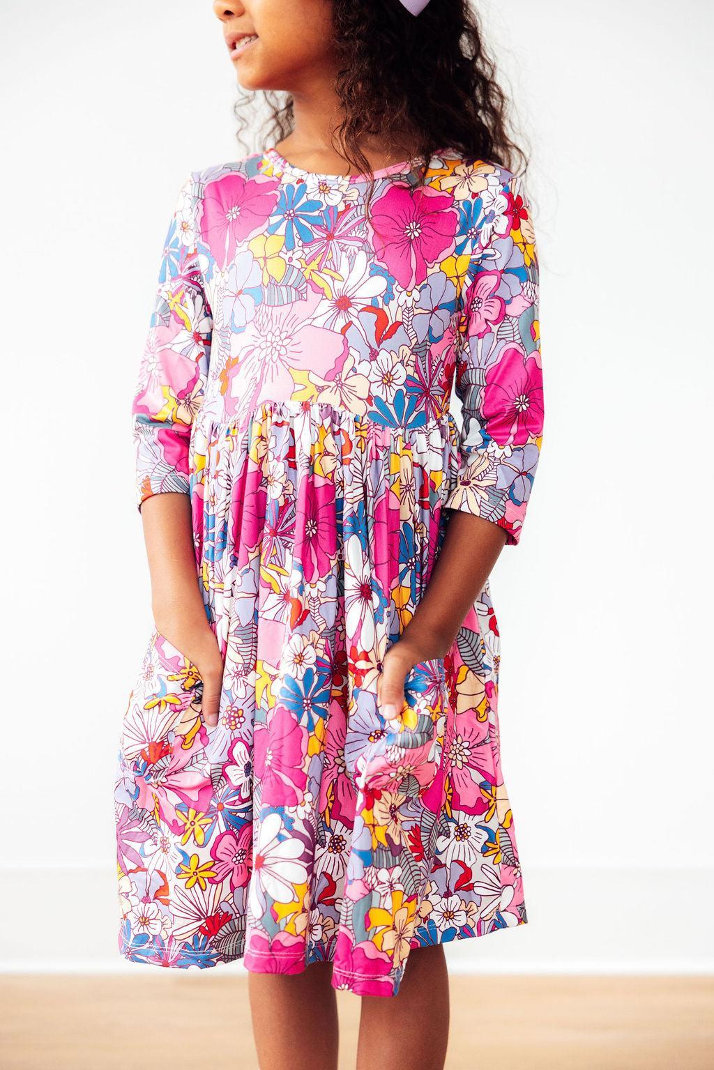 Mila & Rose ® Mauve What's Up Buttercup 3/4 Sleeve Pocket Twirl Dress — main product shot