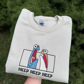 "Meep" Embroidered Unisex Sweatshirt – Minimalist Crewneck