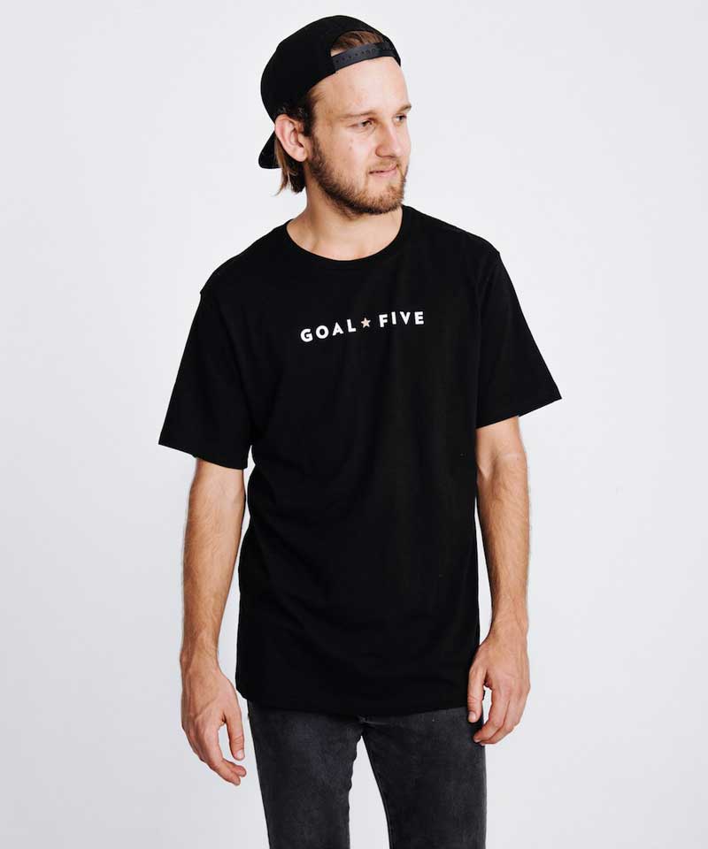 Goal Five Goal Five Men's Black Cotton T-Shirt — detail close-up
