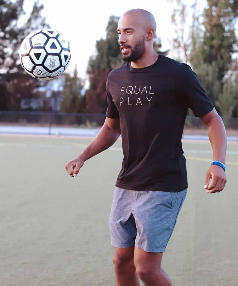 Goal Five Equal Play Men's Athletic T Shirt — detail close-up