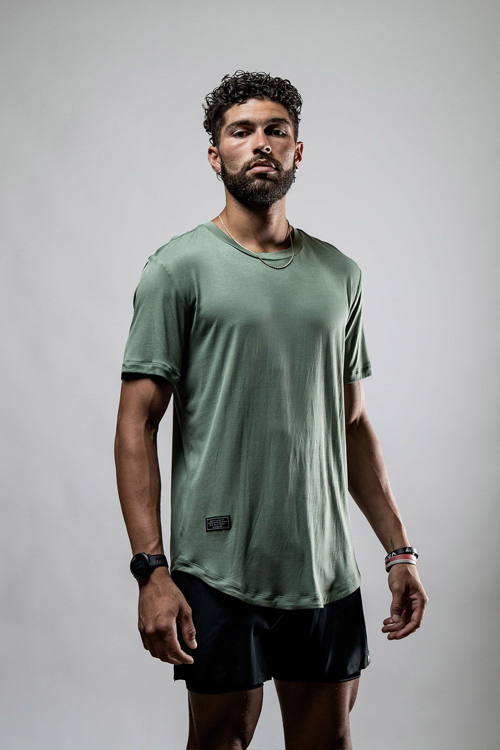 Varlo Men's Everyday Terra Tee (Ironwood) — construction detail