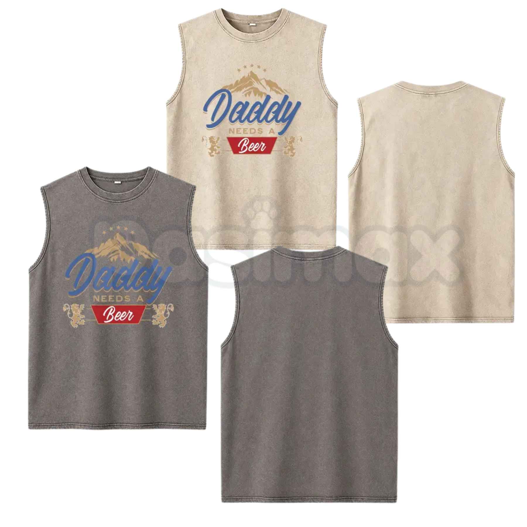 Men's Daddy Needs A Beer Tank Top – Retro Funny Drinking Graphic Sleeveless Shirt, Vintage Washed Lightweight Cotton Summer Top