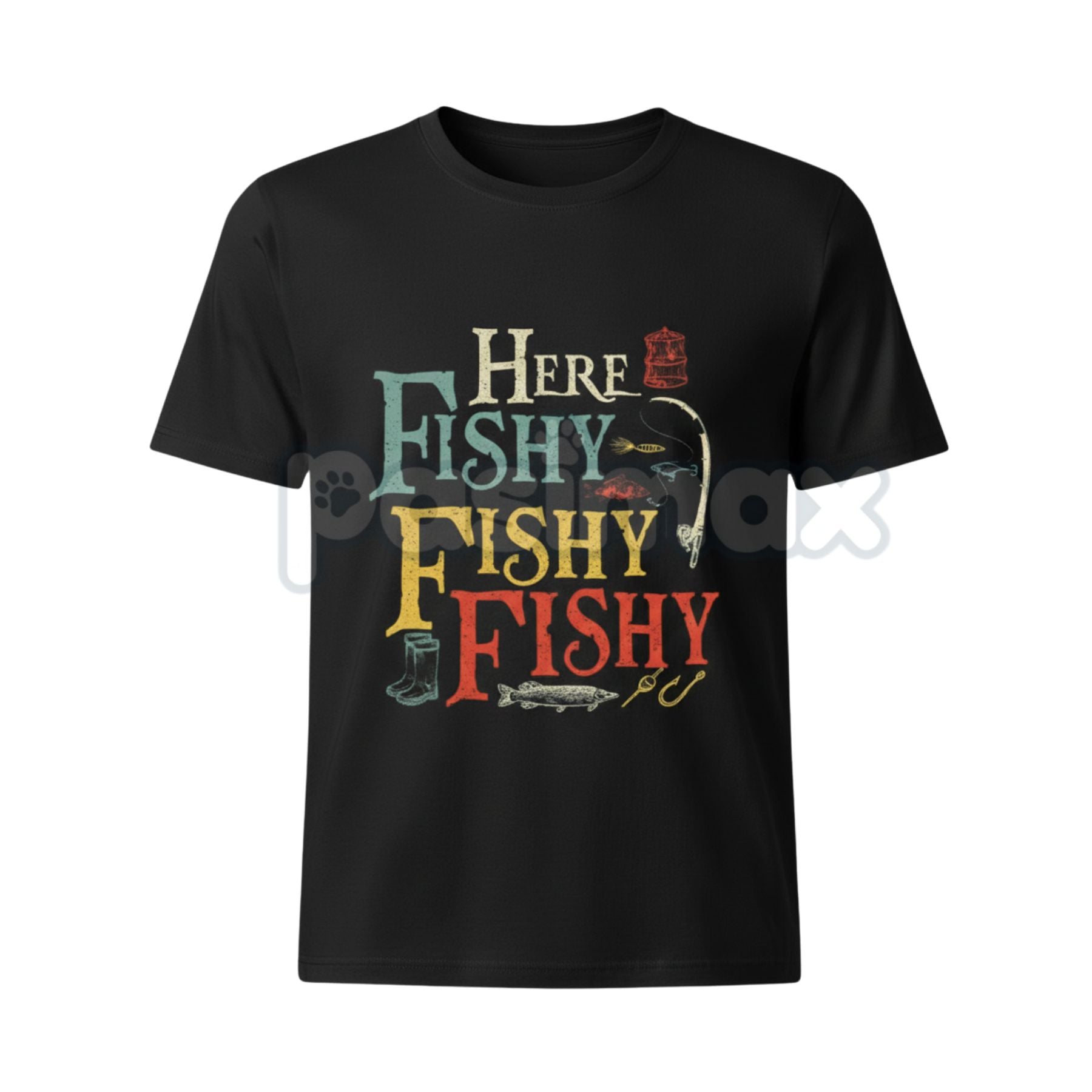 Pasimax Men's "Here Fishy Fishy" Angler T-Shirt - Dedicated Fisherman Humor Tee, Salty Sea Dog Graphic Shirt, Outdoor Sportsw